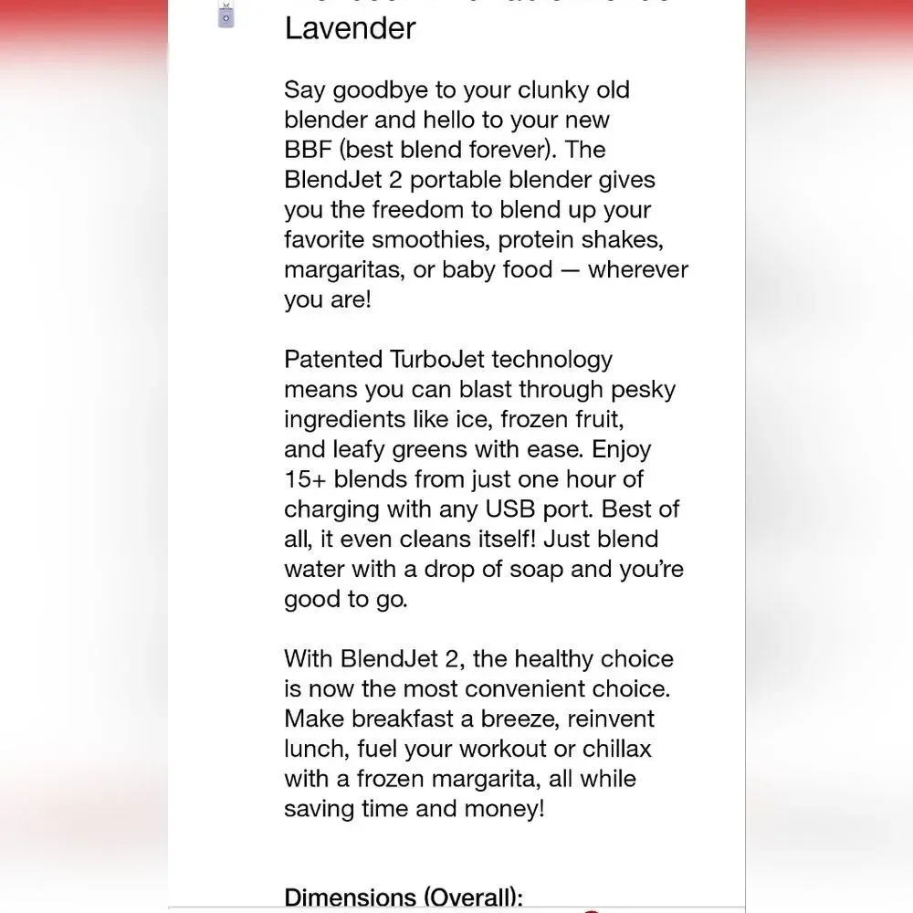 Blendjet The Original Portable Blender-‎ Lavender